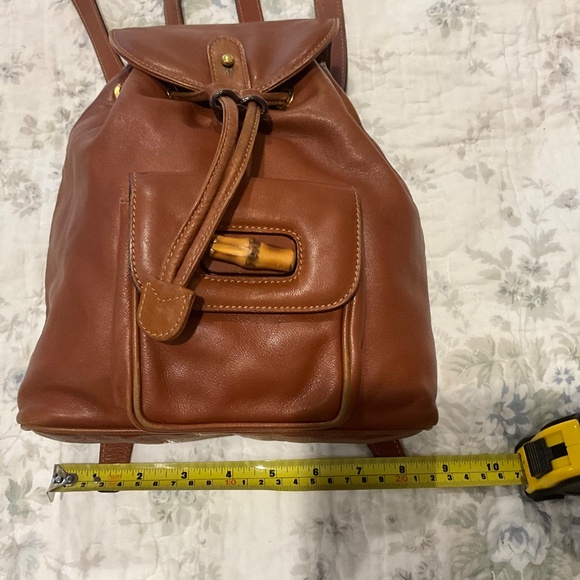 GUCCI Bamboo Handle Cognac Tan Leather Backpack main image 9